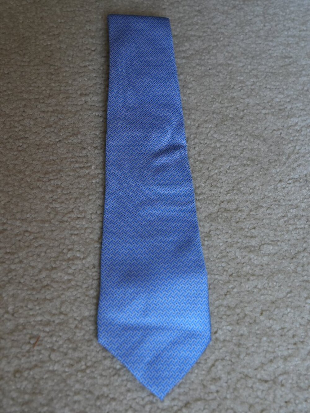 Men's Blue Patterned 100% Silk Bijoux Terner Tie - in excellent condition